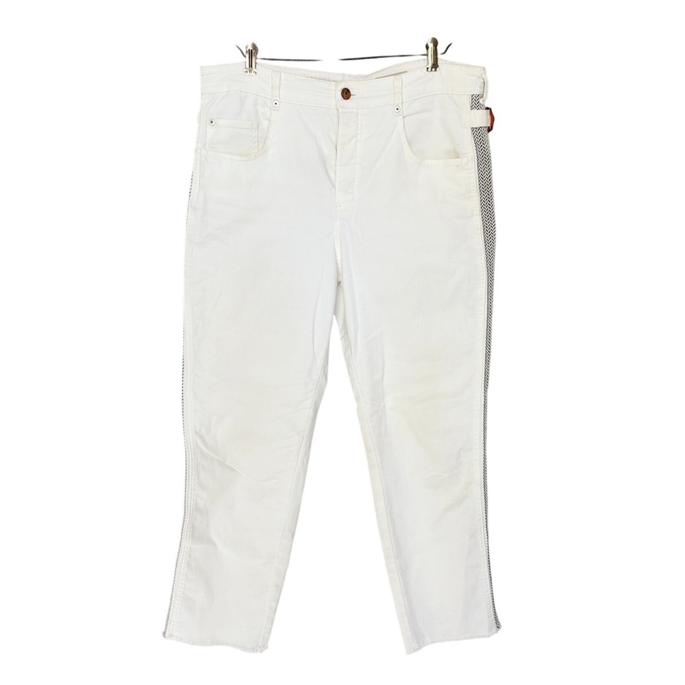 Pilcro And The Letterpress 30 White Denim straight Side embroidery Anthropologie